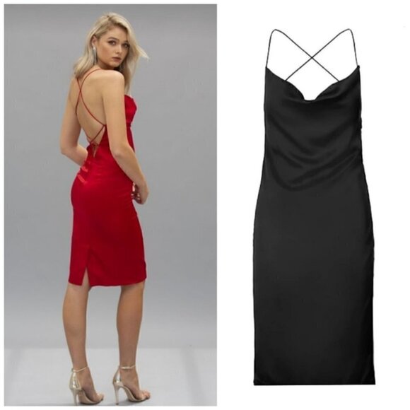 BISHOP + YOUNG Siren Slip Dress Women's size S Valentino Red Strappy Drape NWT's - Picture 2 of 8